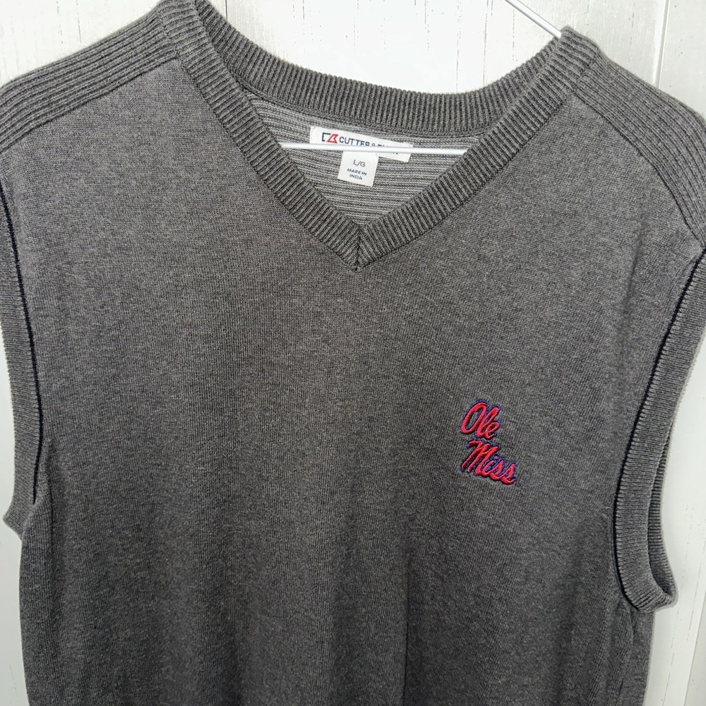 CUTTER & BUCK Men's Ole Miss UNIVERSITY VEST Large Gray